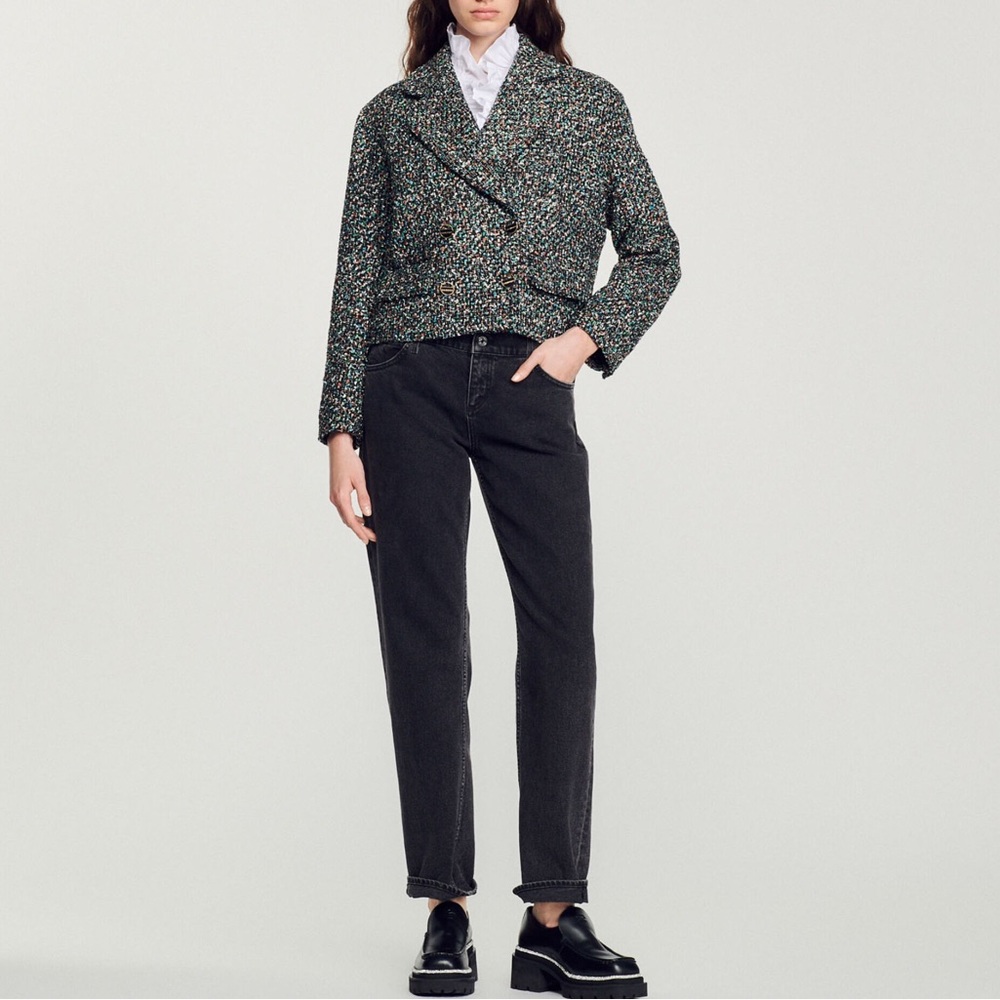 NWT Sandro Zazie Tweed Crop Blazer